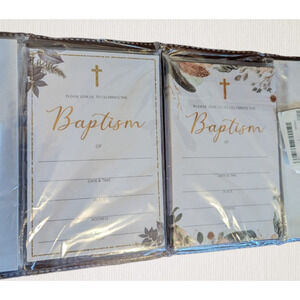 Baptism Invitation Cards with Envelopes 2 Boho Designs Set of 2 Packs 50 Total